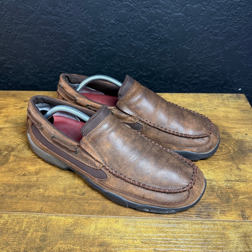 Twisted X Driving Moc MDM0003 Brown Leather Slip On Loafers Mens 9M